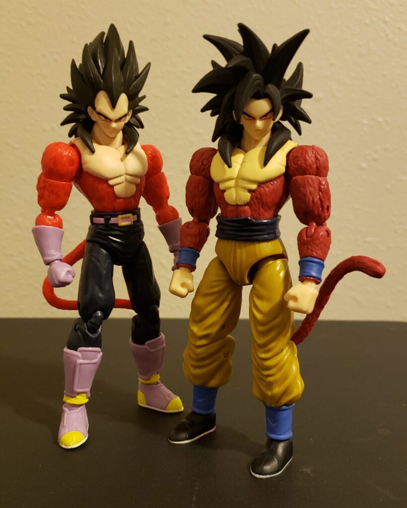 Vegeta standing with the same line's SS4 Goku figure.
