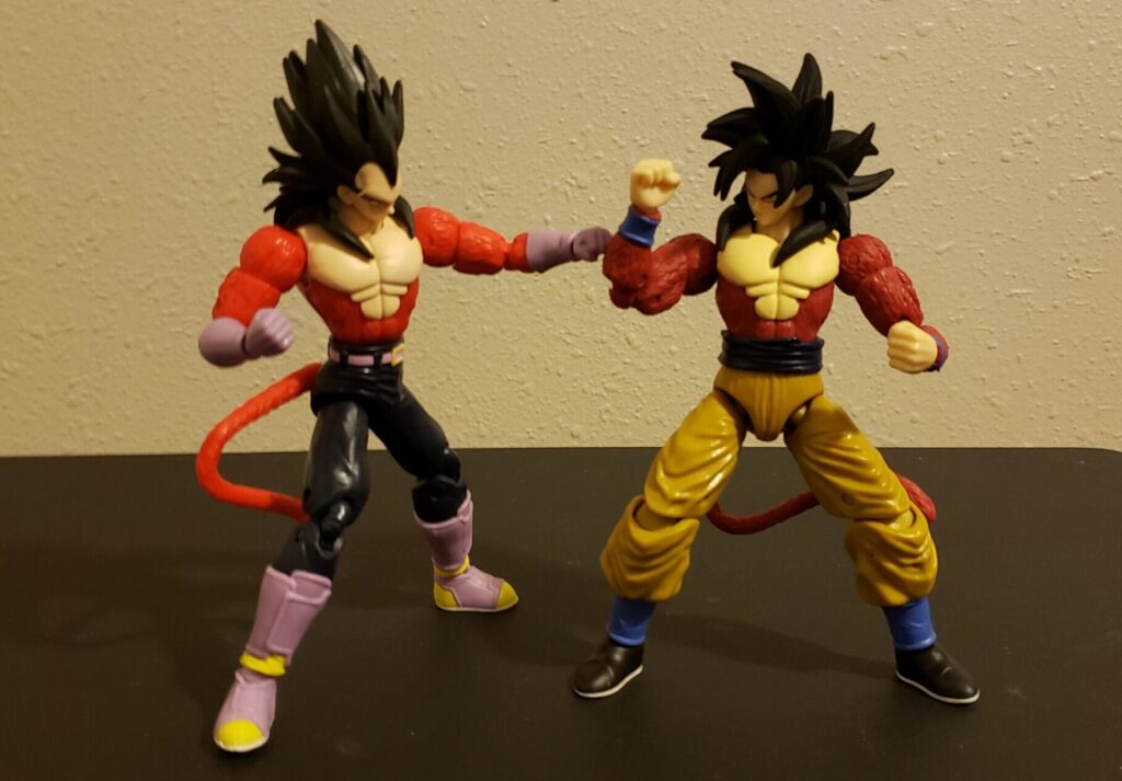 Vegeta and Goku engage in some light sparring.